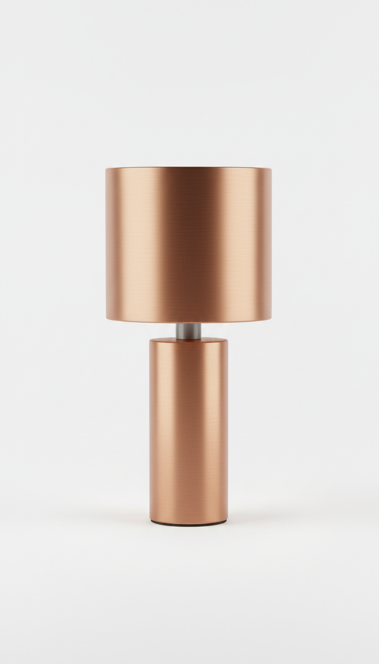 Brushed copper bedside table lamp with dimmer