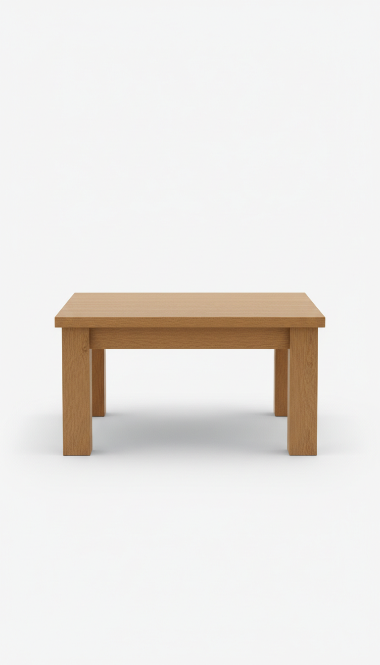 Solid oak coffee table with waterfall edge